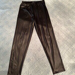 Metallic  PU Leather Black Leggings by Nasty Gal
